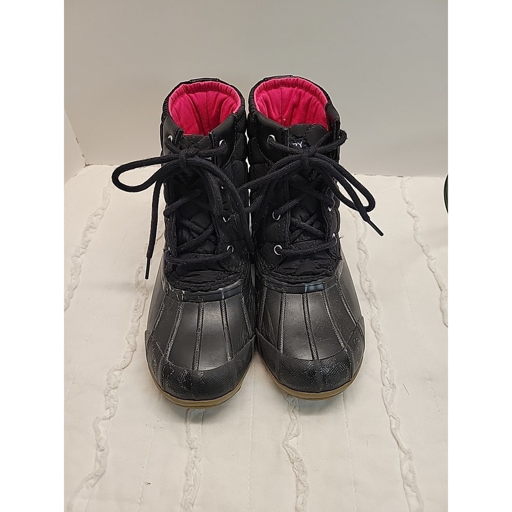 Sperry Boots Kids Size 3M Girls Port Lace Up Duck Boots Bootie Black - Picture 7 of 12